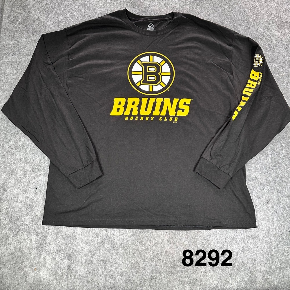 NHL Boston Bruins Long Sleeve Shirt Mens 3XL Black Hockey Club Graphic Tee NWT